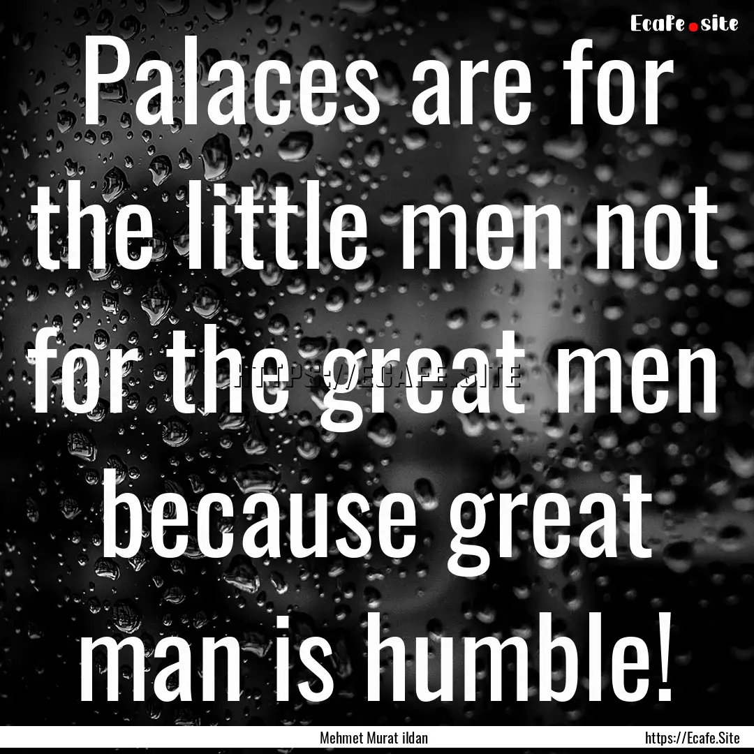 Palaces are for the little men not for the.... : Quote by Mehmet Murat ildan