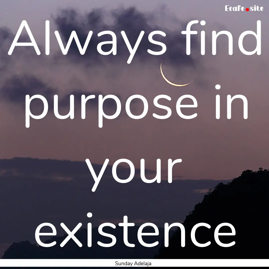 Always find purpose in your existence : Quote by Sunday Adelaja