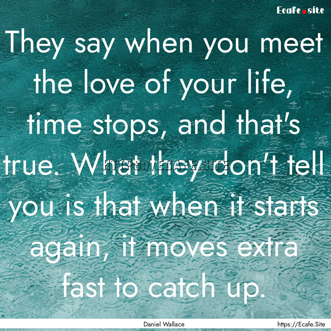 They say when you meet the love of your life,.... : Quote by Daniel Wallace