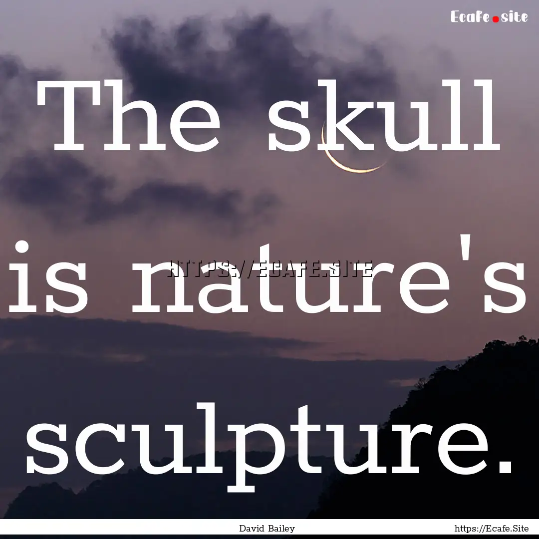 The skull is nature's sculpture. : Quote by David Bailey