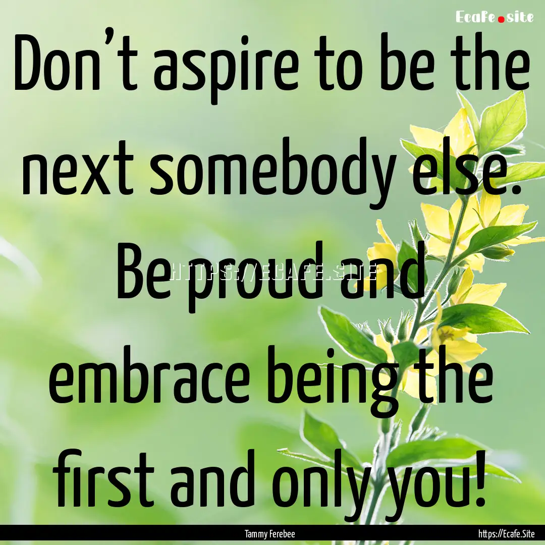 Don’t aspire to be the next somebody else..... : Quote by Tammy Ferebee