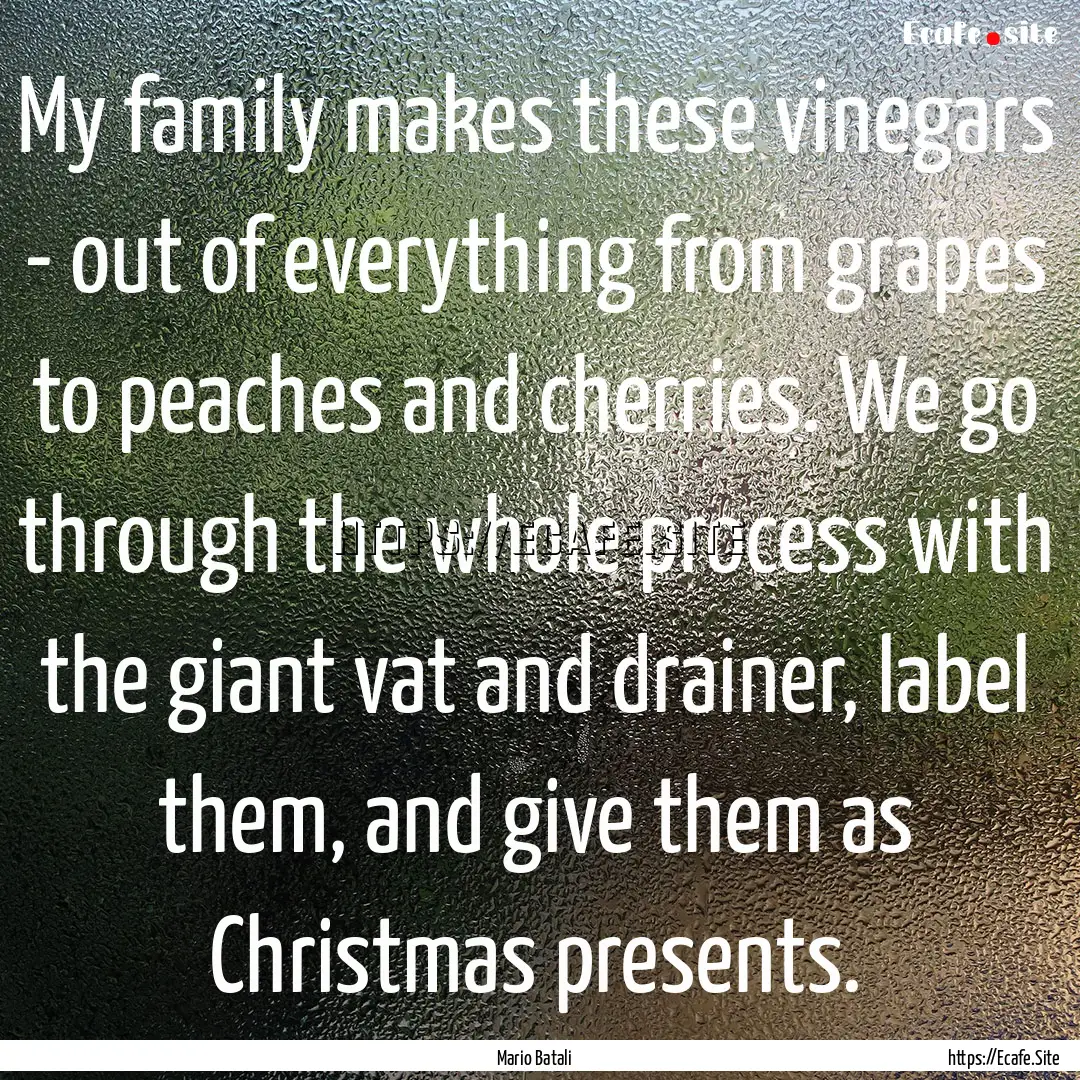 My family makes these vinegars - out of everything.... : Quote by Mario Batali