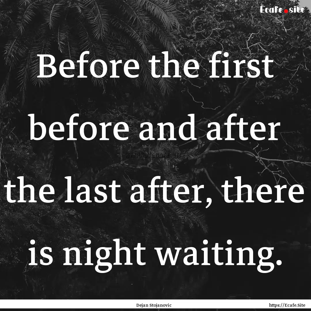 Before the first before and after the last.... : Quote by Dejan Stojanovic