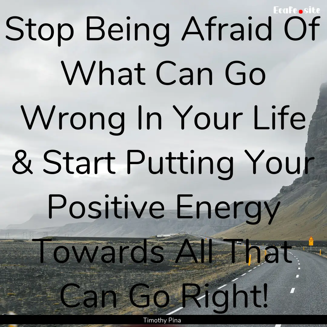 Stop Being Afraid Of What Can Go Wrong In.... : Quote by Timothy Pina