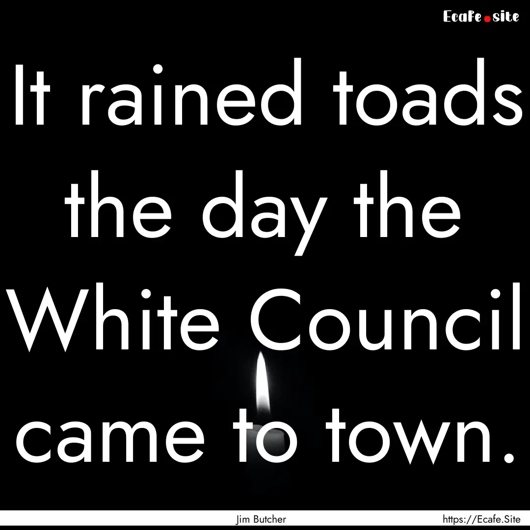 It rained toads the day the White Council.... : Quote by Jim Butcher