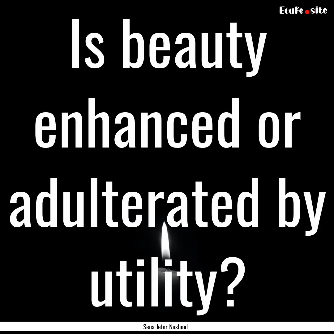 Is beauty enhanced or adulterated by utility?.... : Quote by Sena Jeter Naslund