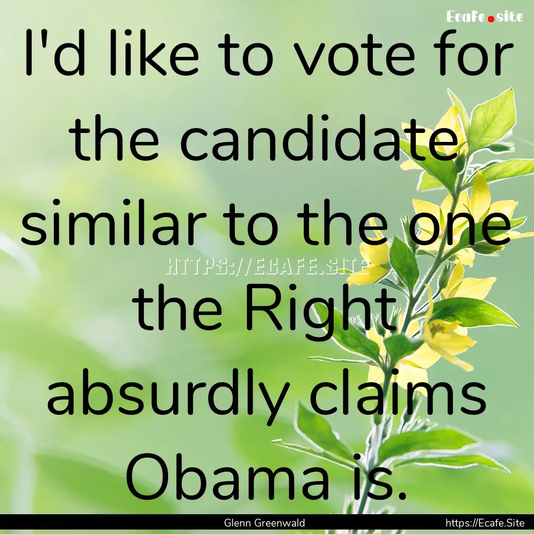 I'd like to vote for the candidate similar.... : Quote by Glenn Greenwald