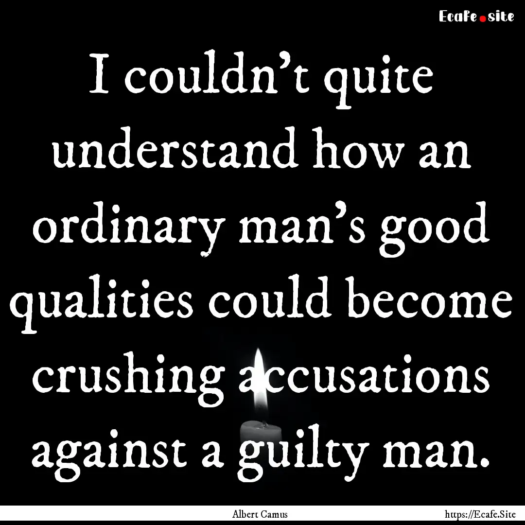 I couldn't quite understand how an ordinary.... : Quote by Albert Camus