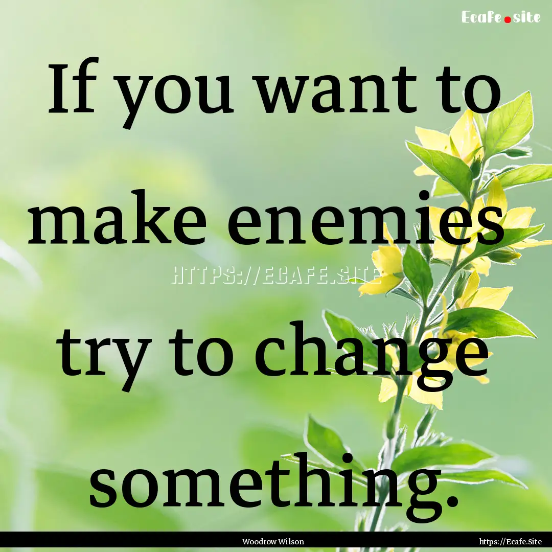 If you want to make enemies try to change.... : Quote by Woodrow Wilson