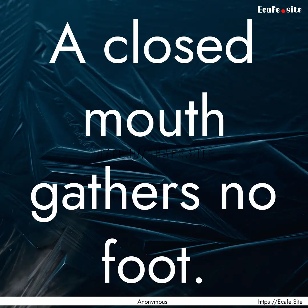 A closed mouth gathers no foot. : Quote by Anonymous