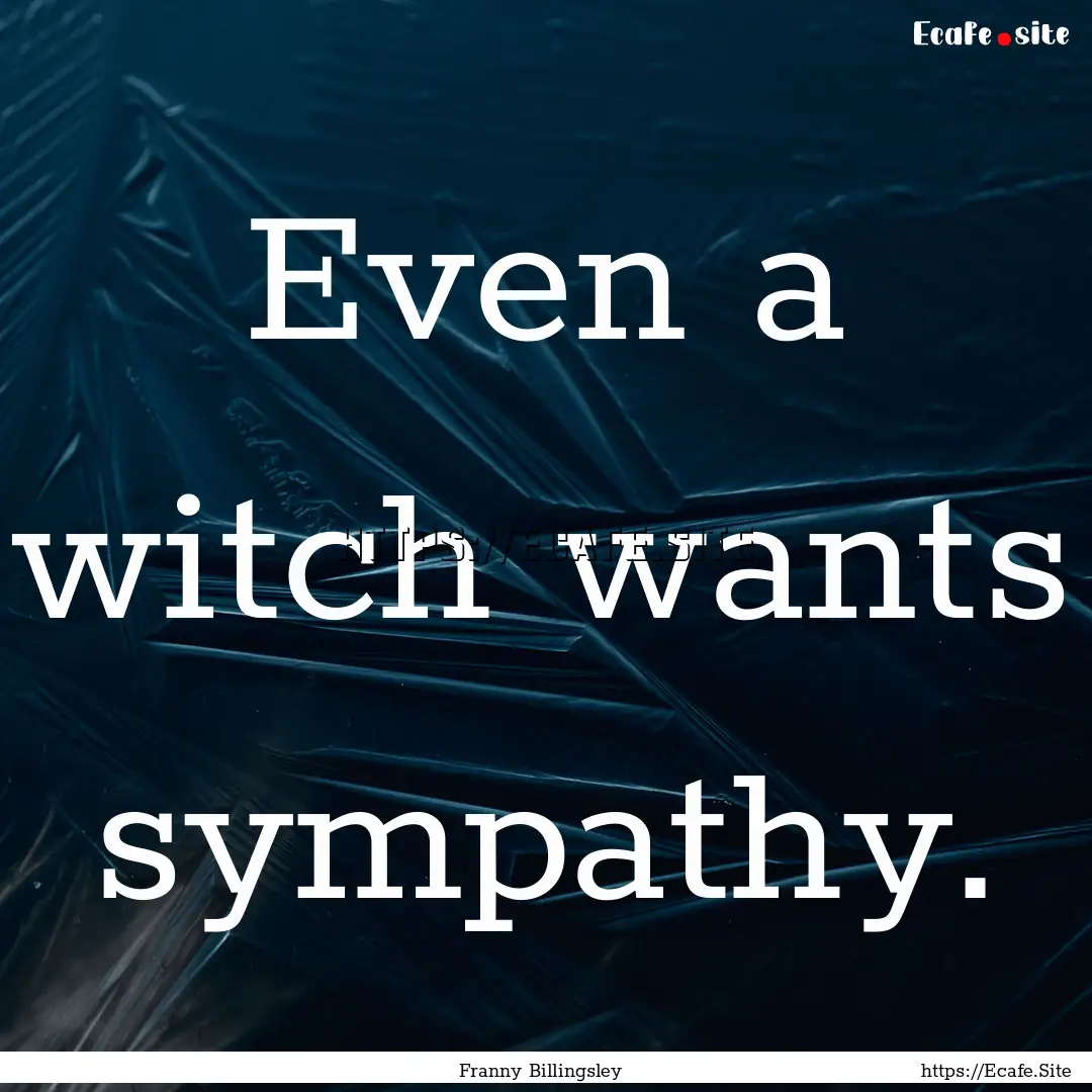 Even a witch wants sympathy. : Quote by Franny Billingsley