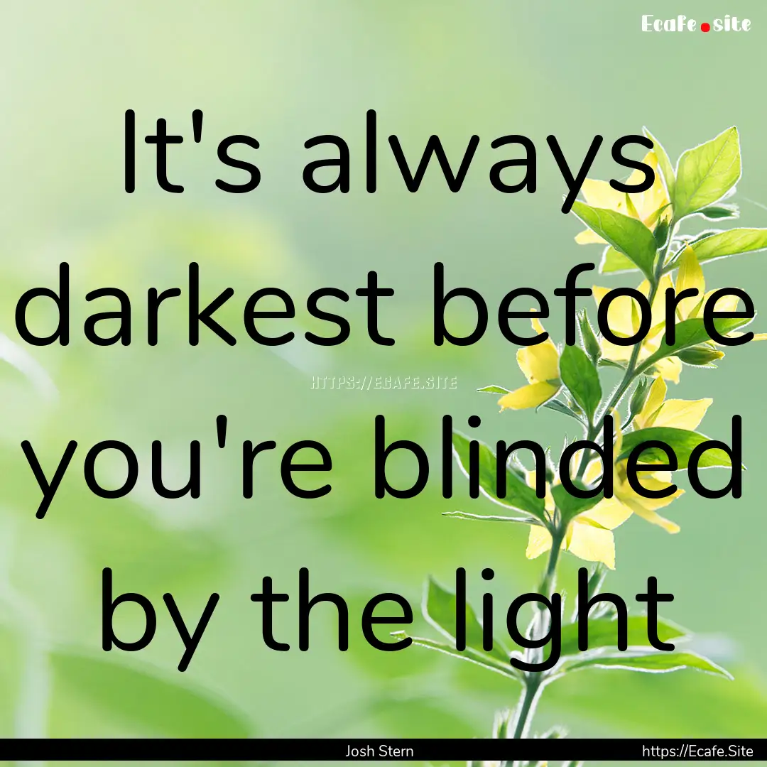 It's always darkest before you're blinded.... : Quote by Josh Stern