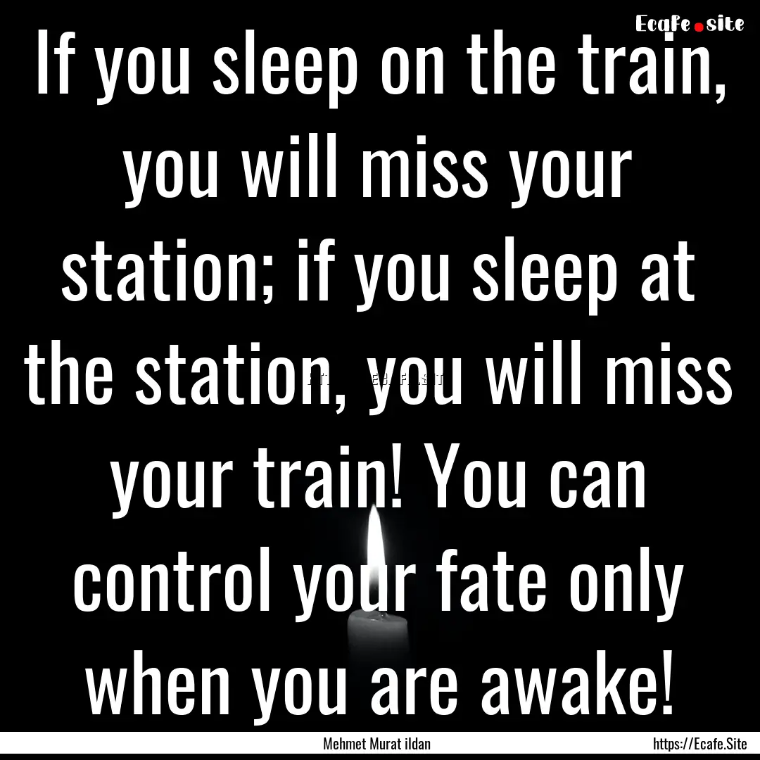 If you sleep on the train, you will miss.... : Quote by Mehmet Murat ildan