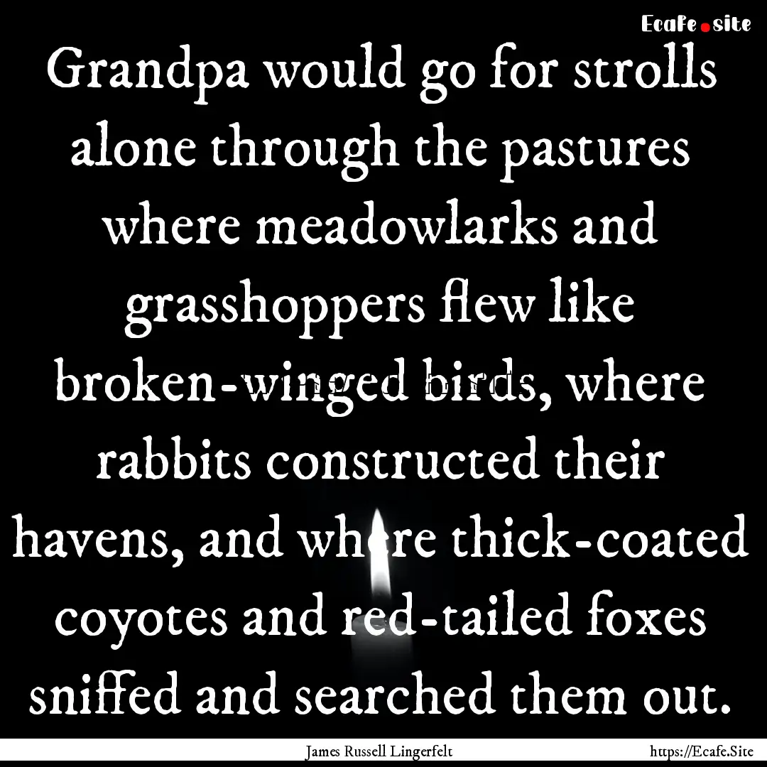 Grandpa would go for strolls alone through.... : Quote by James Russell Lingerfelt