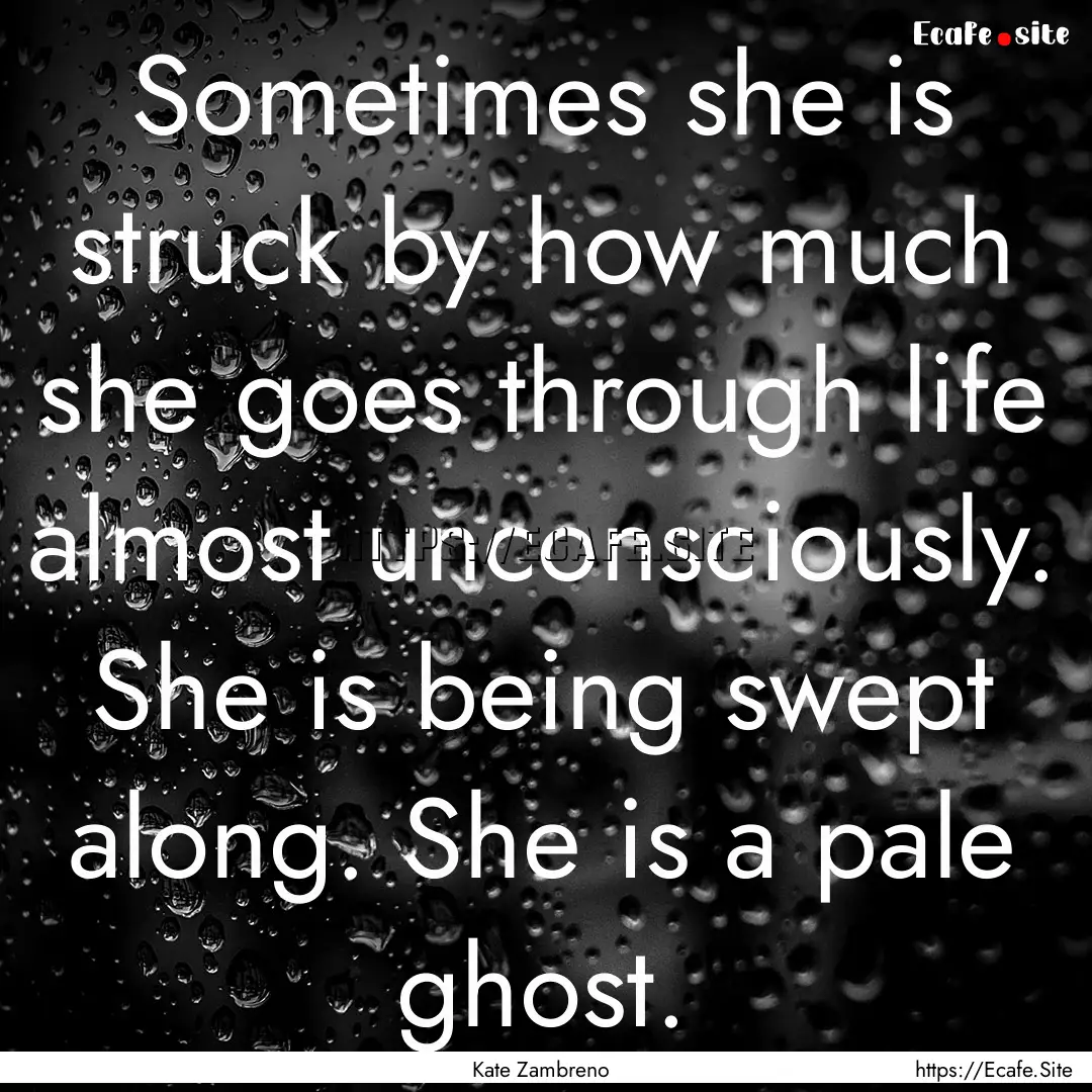 Sometimes she is struck by how much she goes.... : Quote by Kate Zambreno