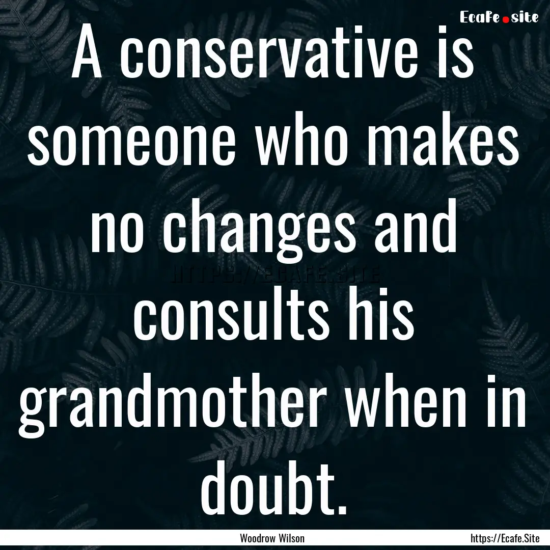 A conservative is someone who makes no changes.... : Quote by Woodrow Wilson