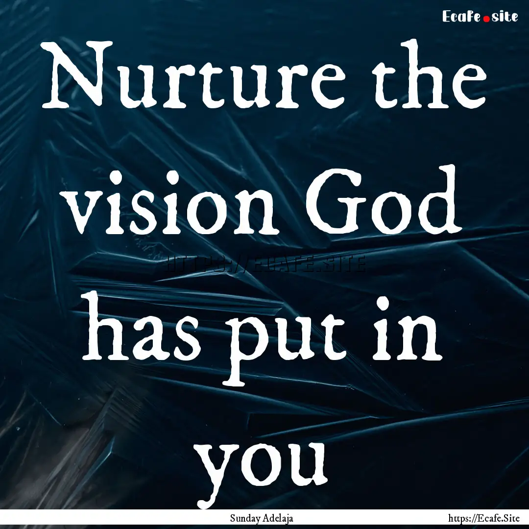 Nurture the vision God has put in you : Quote by Sunday Adelaja