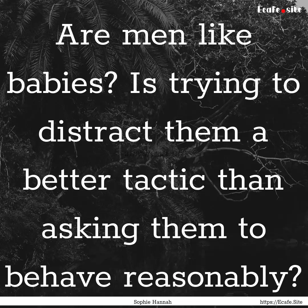 Are men like babies? Is trying to distract.... : Quote by Sophie Hannah