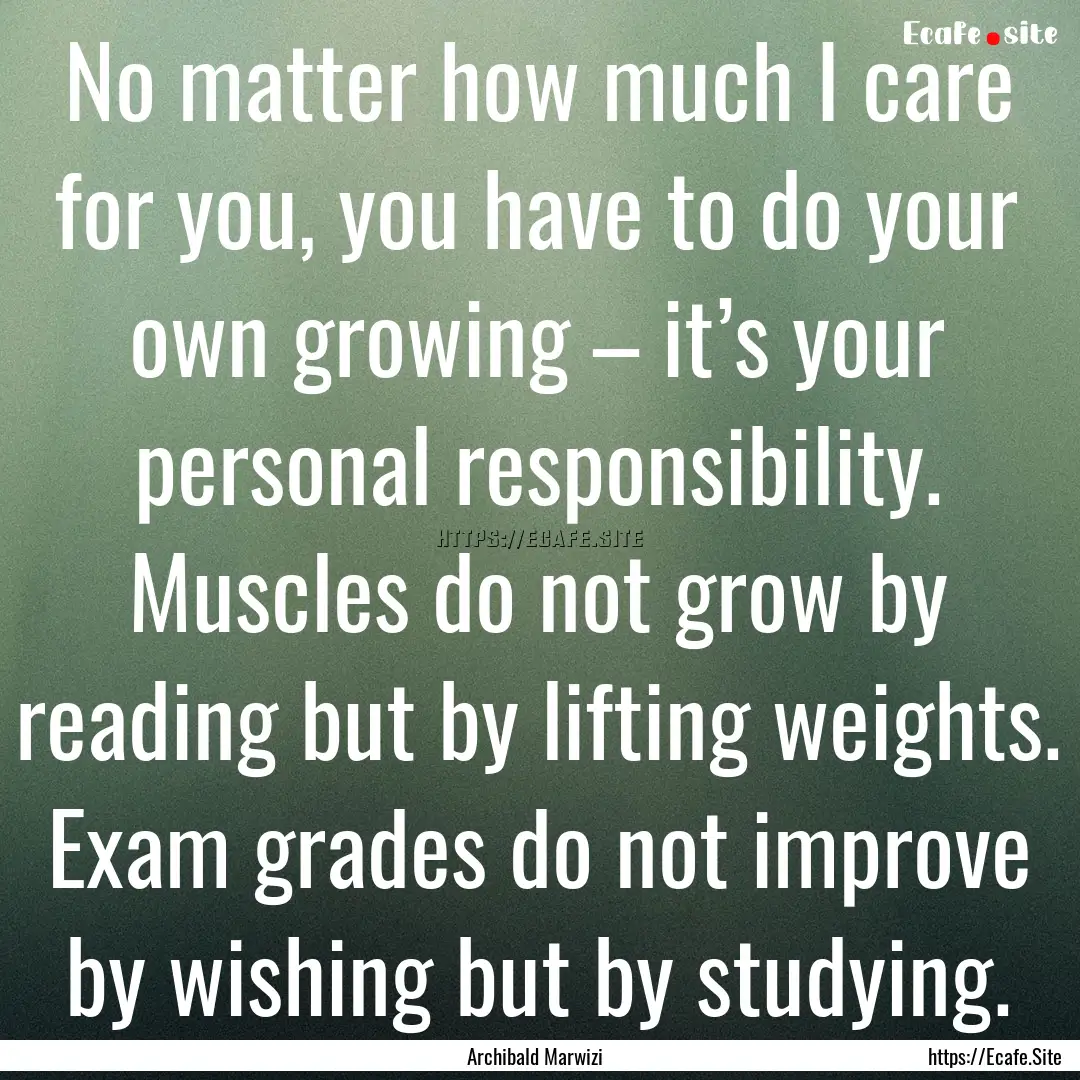 No matter how much I care for you, you have.... : Quote by Archibald Marwizi