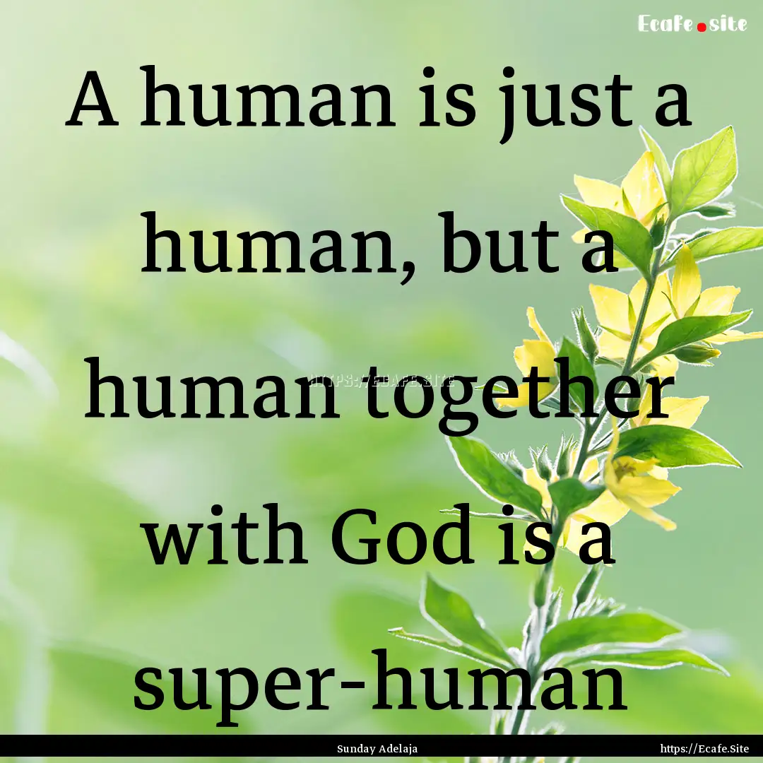 A human is just a human, but a human together.... : Quote by Sunday Adelaja