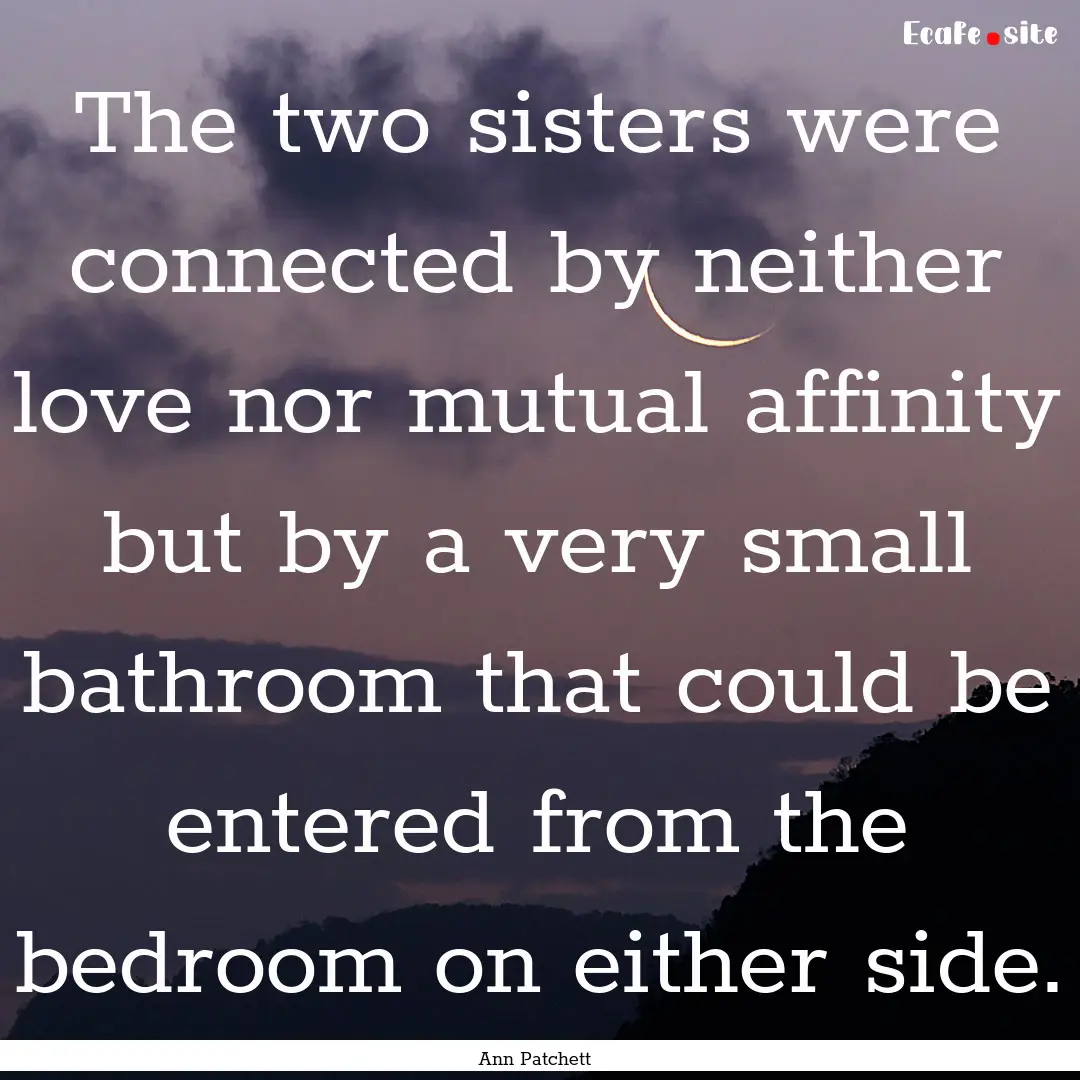 The two sisters were connected by neither.... : Quote by Ann Patchett