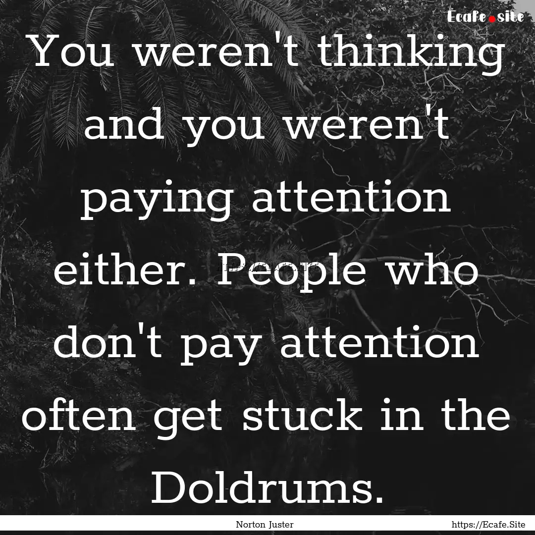 You weren't thinking and you weren't paying.... : Quote by Norton Juster