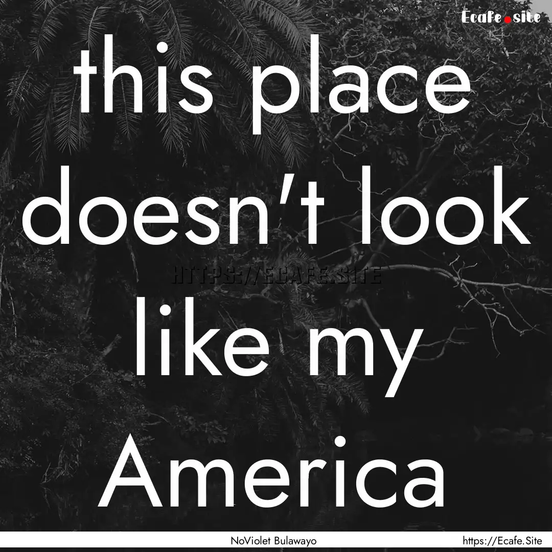 this place doesn't look like my America : Quote by NoViolet Bulawayo