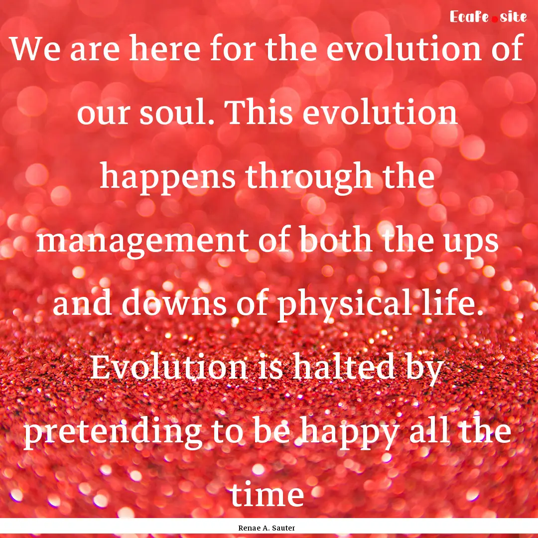 We are here for the evolution of our soul..... : Quote by Renae A. Sauter