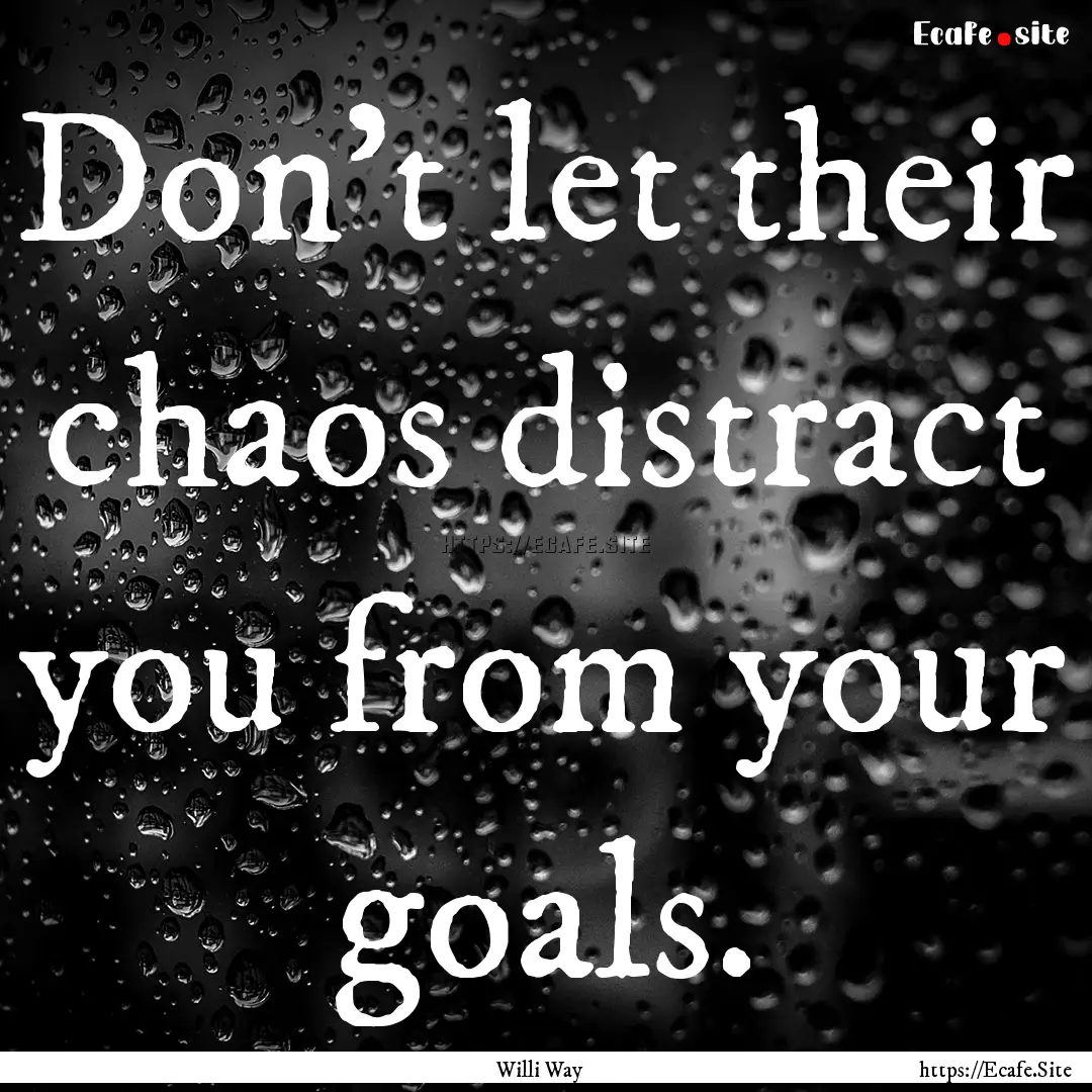 Don't let their chaos distract you from your.... : Quote by Willi Way