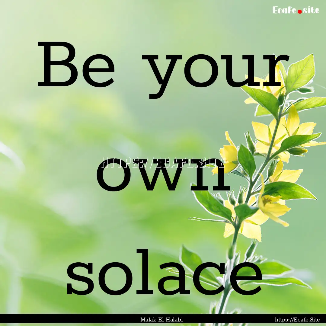 Be your own solace : Quote by Malak El Halabi