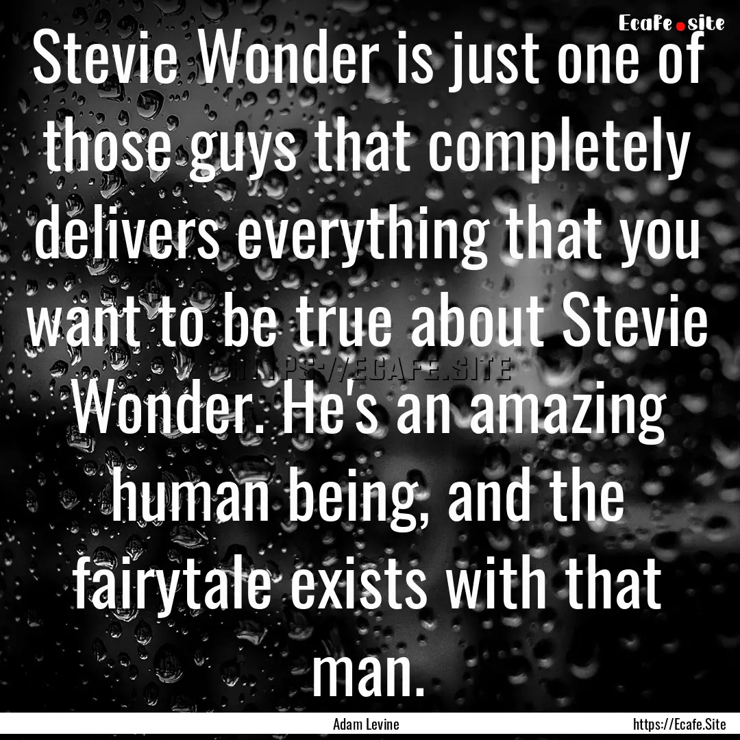 Stevie Wonder is just one of those guys that.... : Quote by Adam Levine