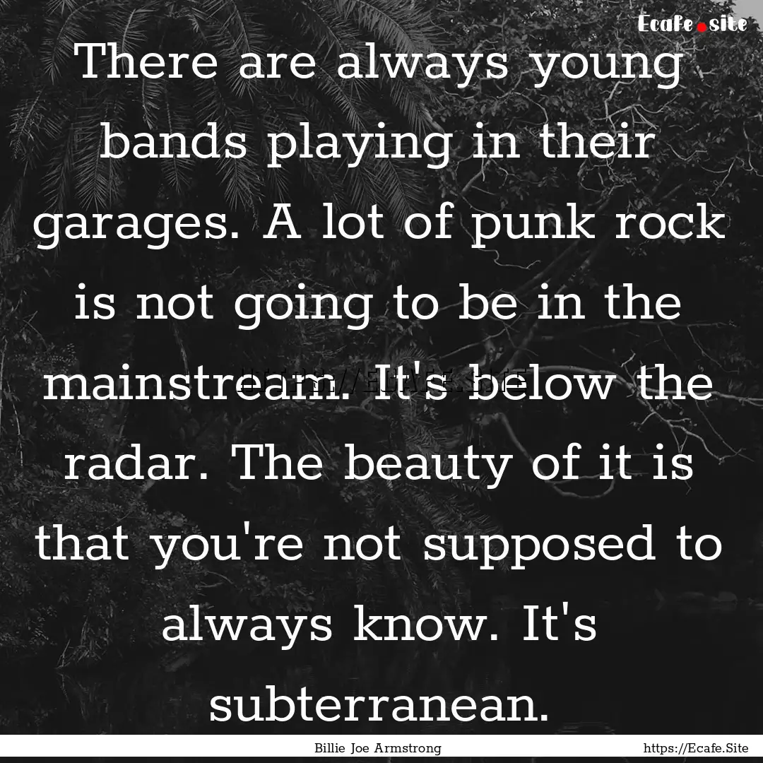 There are always young bands playing in their.... : Quote by Billie Joe Armstrong