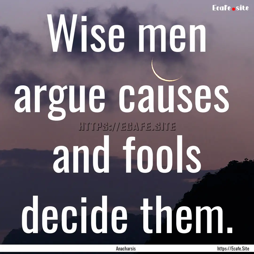 Wise men argue causes and fools decide them..... : Quote by Anacharsis