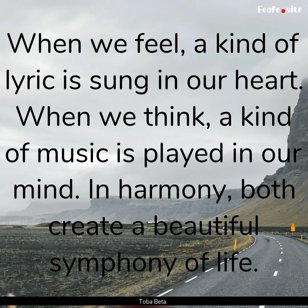 When we feel, a kind of lyric is sung in.... : Quote by Toba Beta