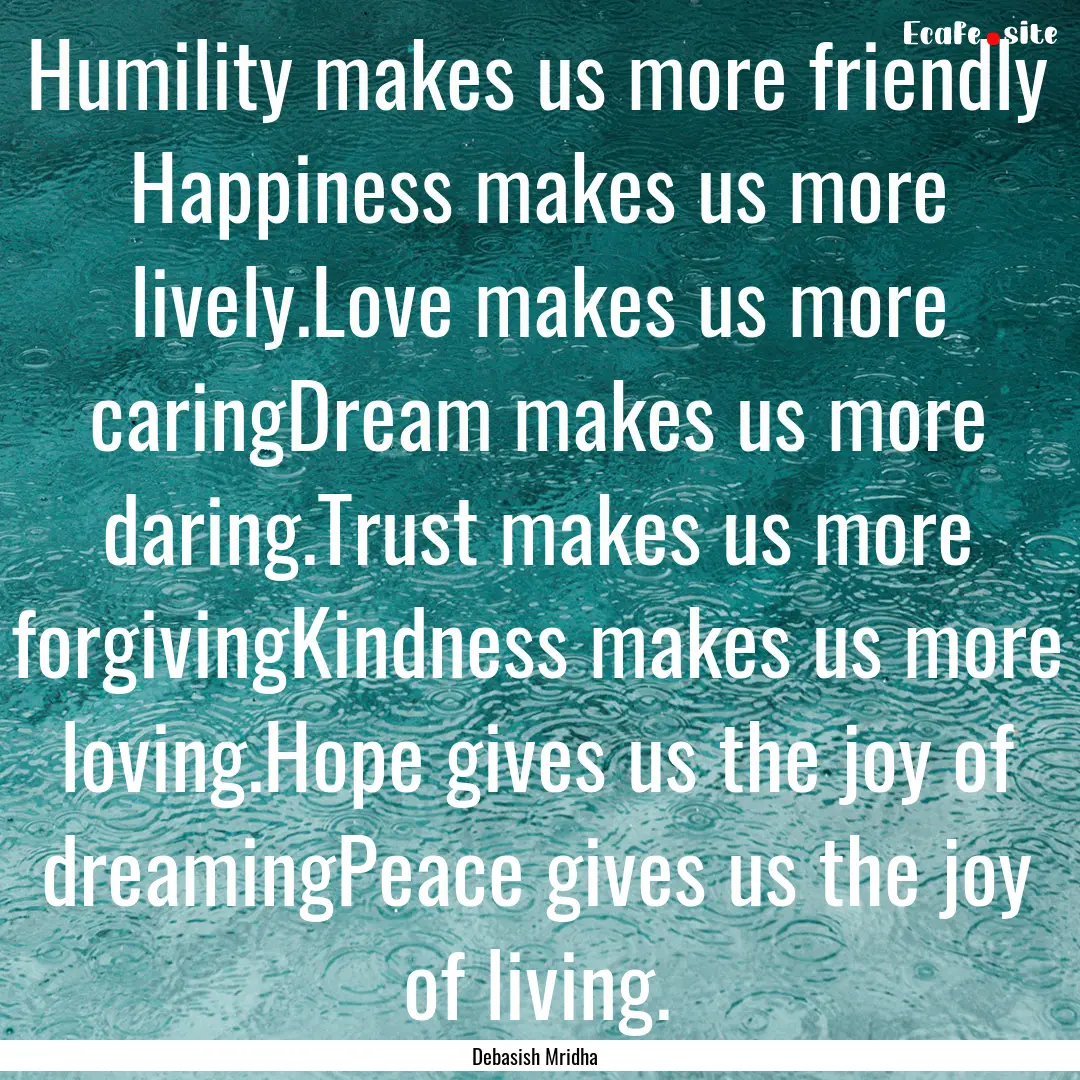 Humility makes us more friendly Happiness.... : Quote by Debasish Mridha