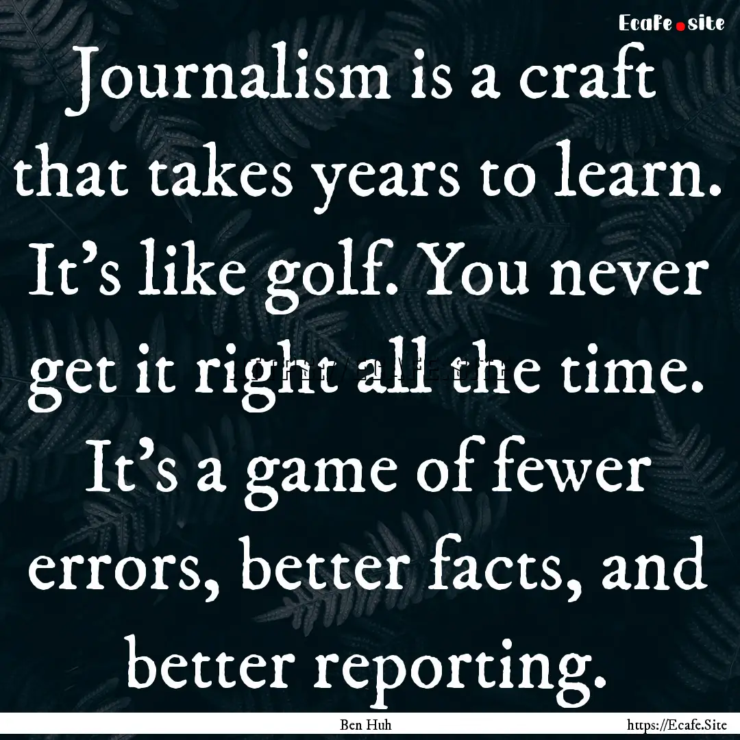 Journalism is a craft that takes years to.... : Quote by Ben Huh