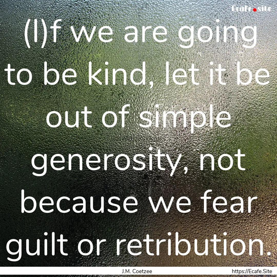 (I)f we are going to be kind, let it be out.... : Quote by J.M. Coetzee