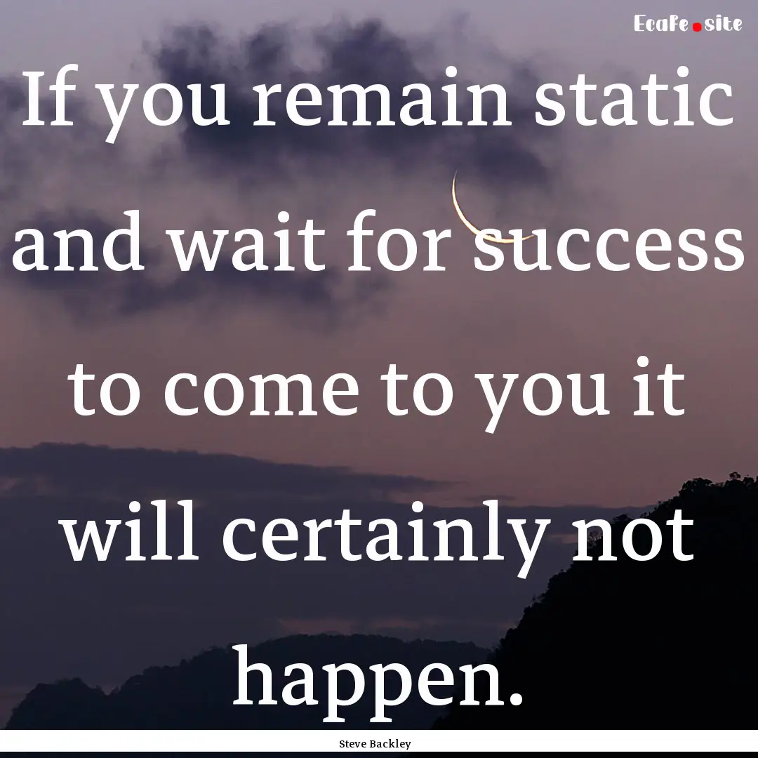 If you remain static and wait for success.... : Quote by Steve Backley