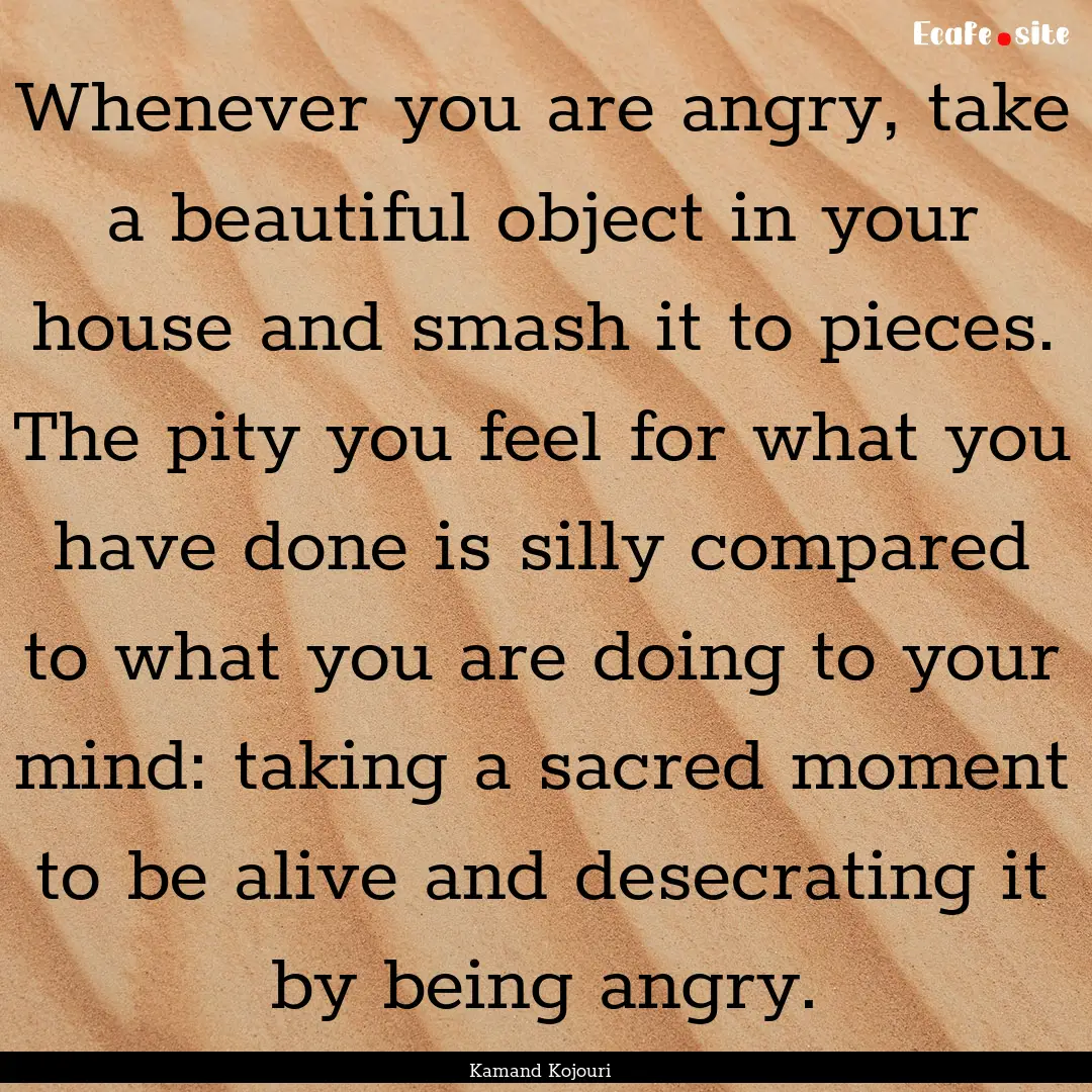 Whenever you are angry, take a beautiful.... : Quote by Kamand Kojouri