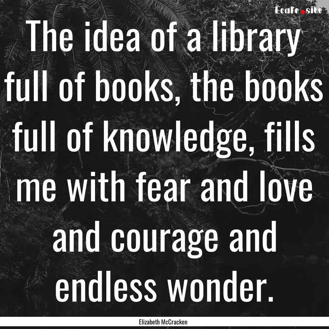 The idea of a library full of books, the.... : Quote by Elizabeth McCracken