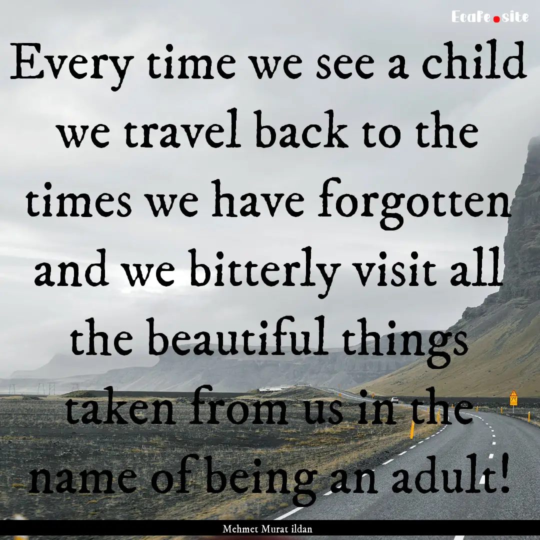 Every time we see a child we travel back.... : Quote by Mehmet Murat ildan