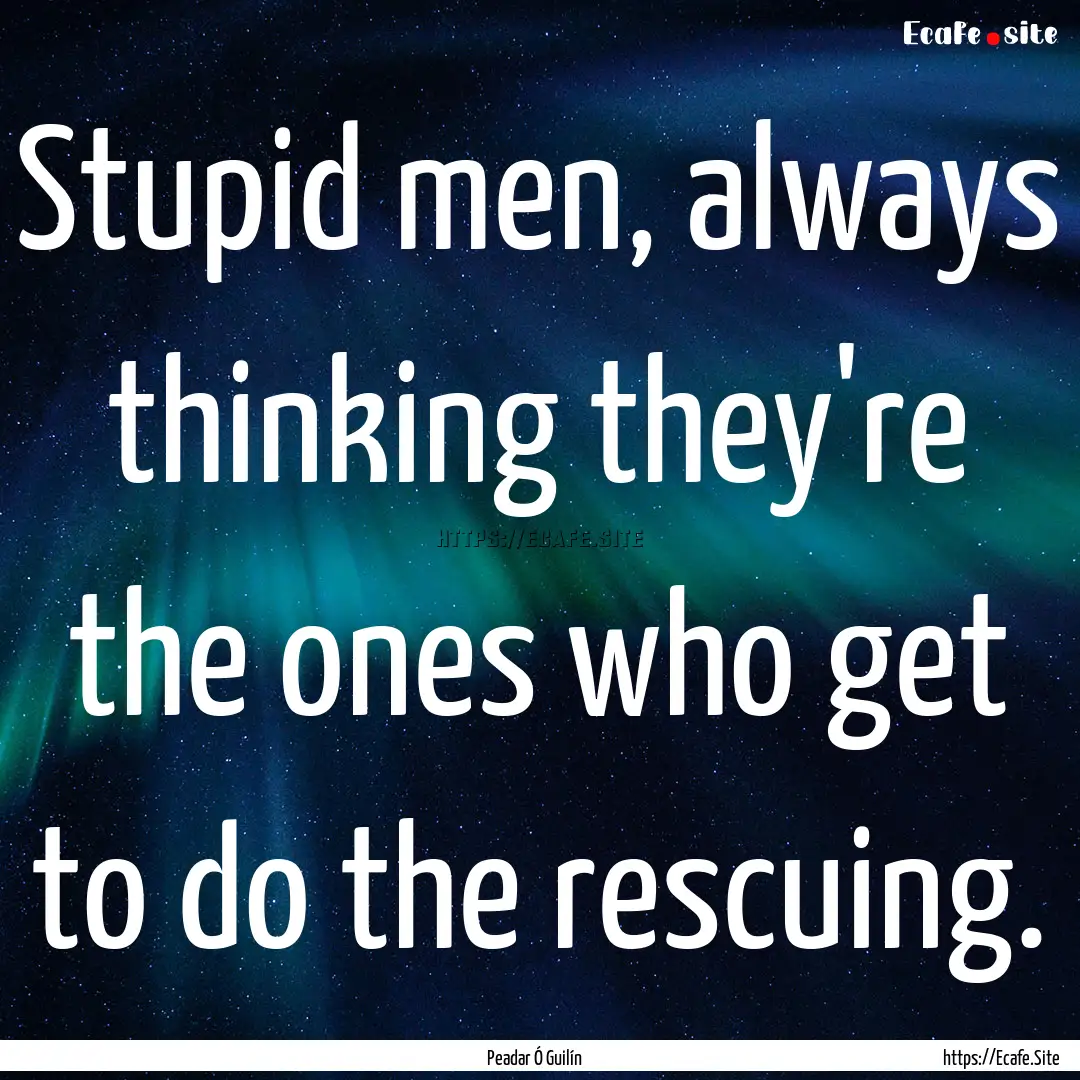 Stupid men, always thinking they're the ones.... : Quote by Peadar Ó Guilín