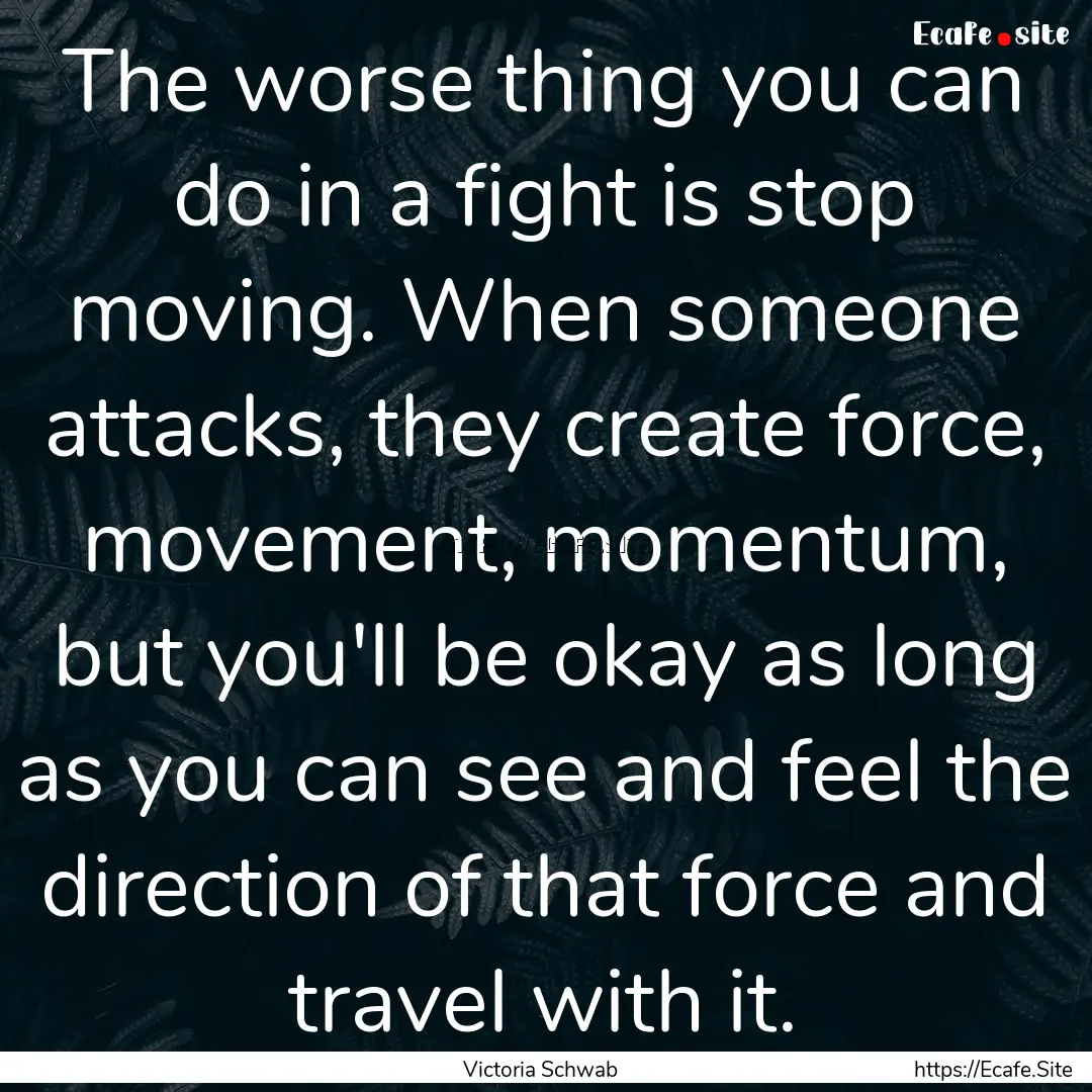 The worse thing you can do in a fight is.... : Quote by Victoria Schwab