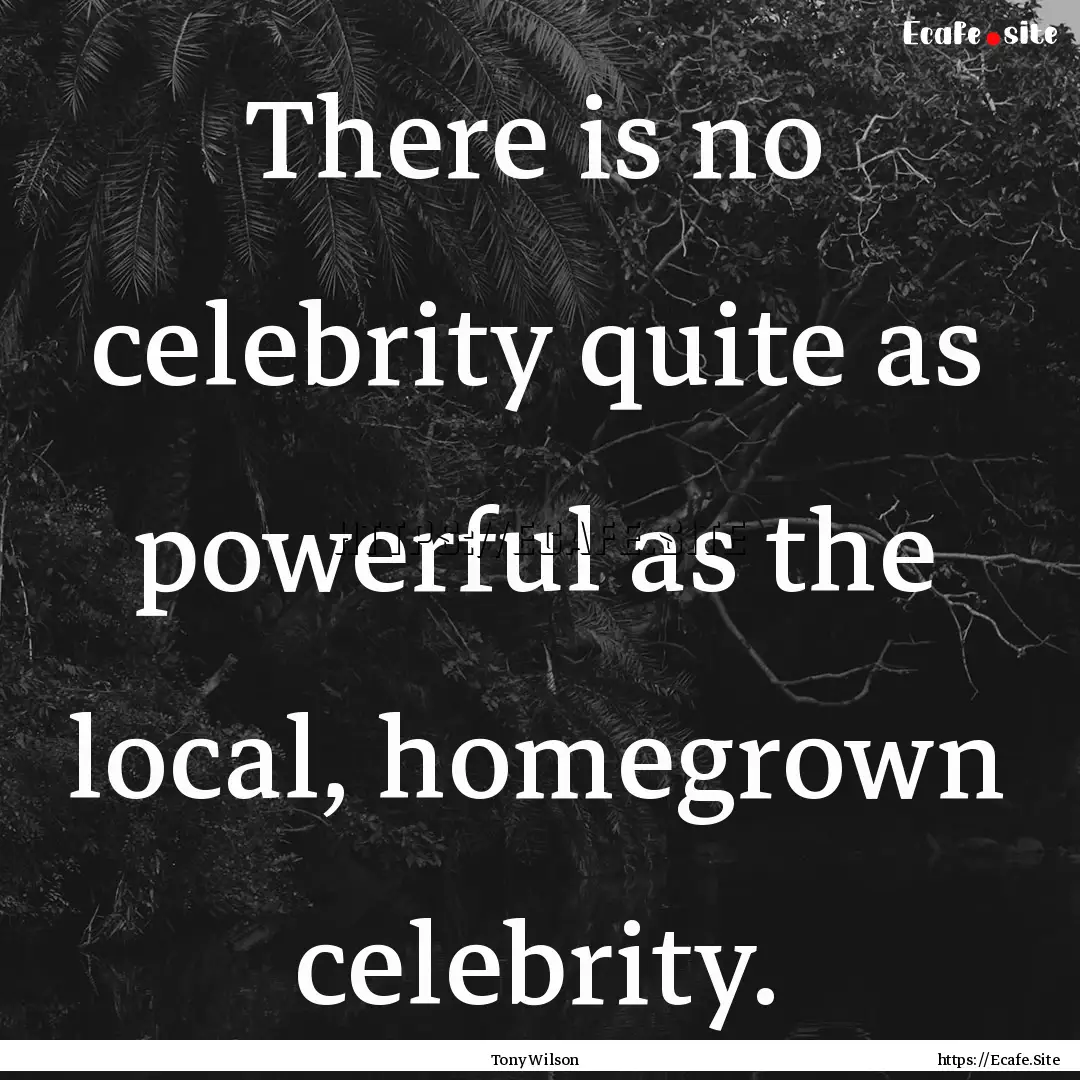 There is no celebrity quite as powerful as.... : Quote by Tony Wilson