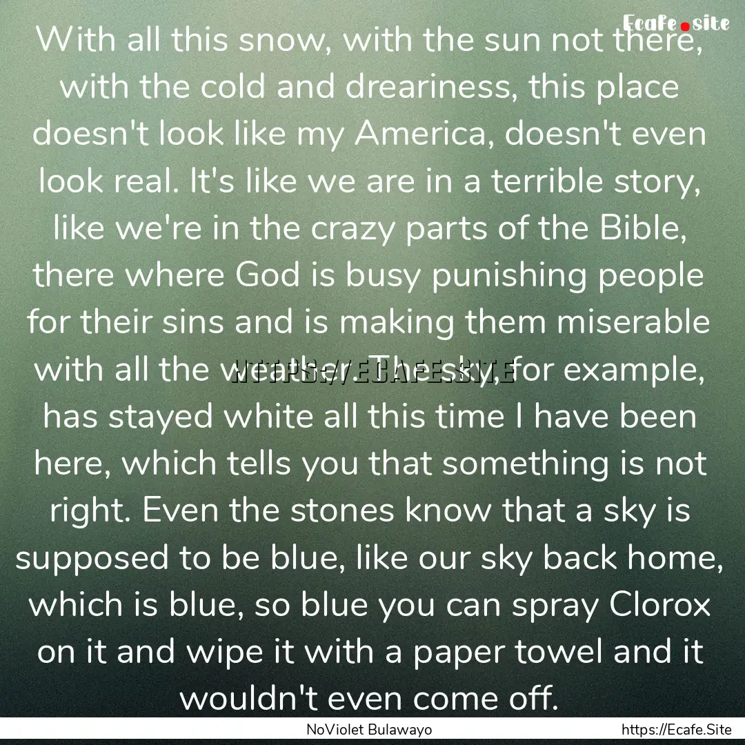 With all this snow, with the sun not there,.... : Quote by NoViolet Bulawayo