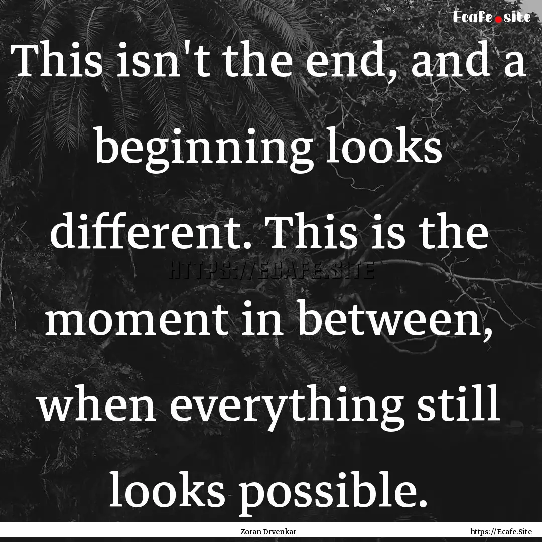 This isn't the end, and a beginning looks.... : Quote by Zoran Drvenkar