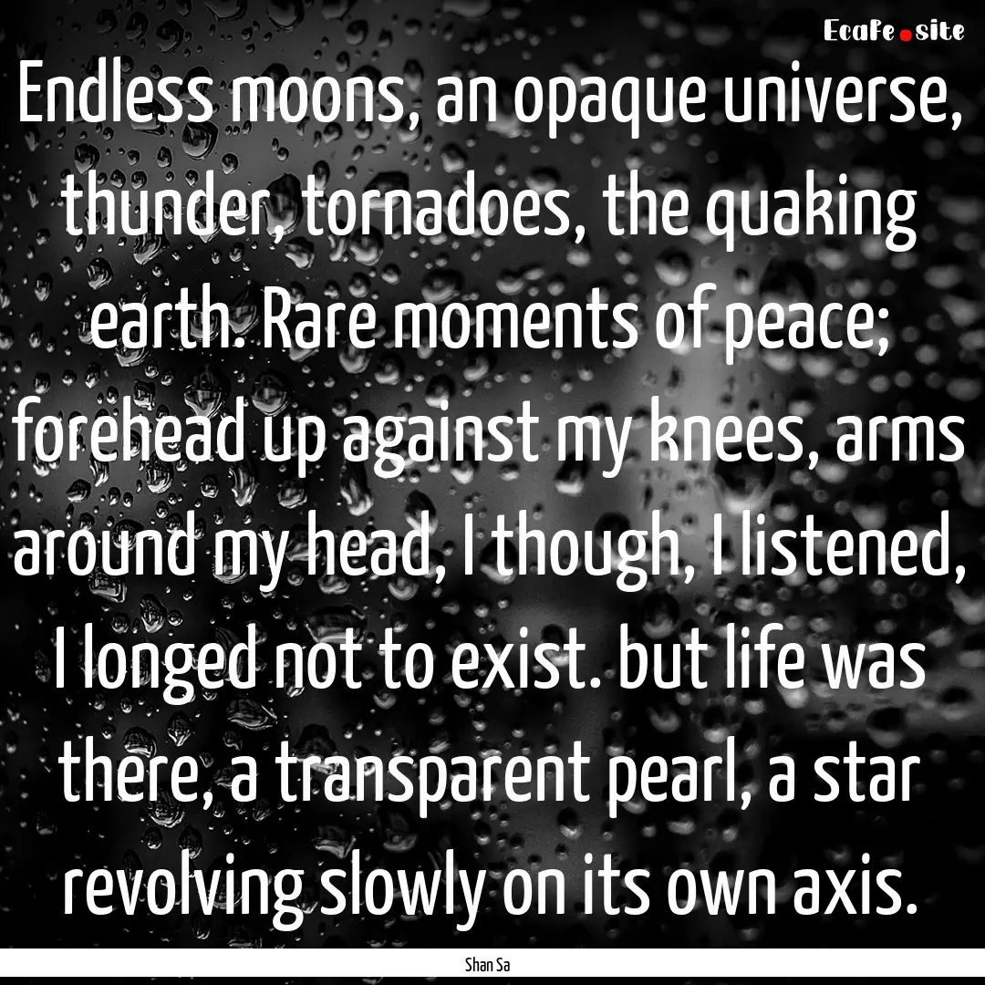 Endless moons, an opaque universe, thunder,.... : Quote by Shan Sa