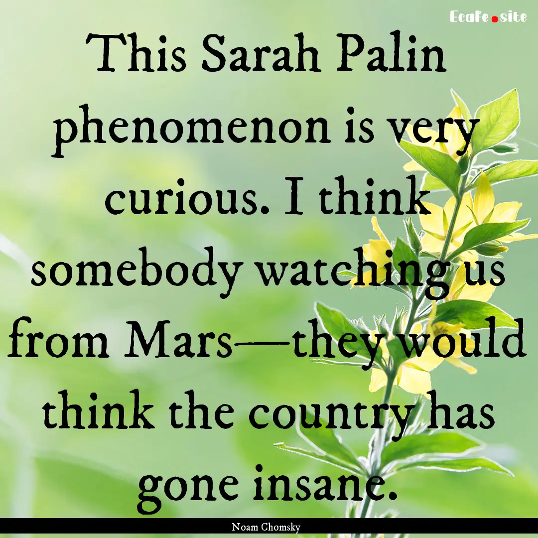 This Sarah Palin phenomenon is very curious..... : Quote by Noam Chomsky