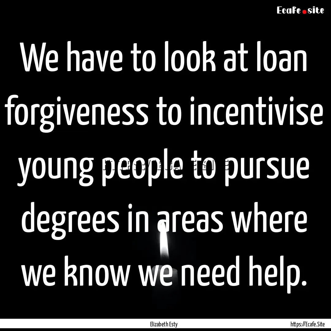 We have to look at loan forgiveness to incentivise.... : Quote by Elizabeth Esty