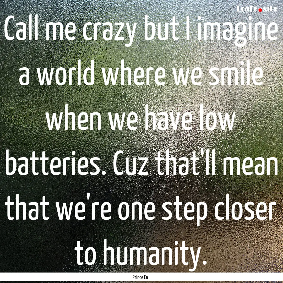 Call me crazy but I imagine a world where.... : Quote by Prince Ea